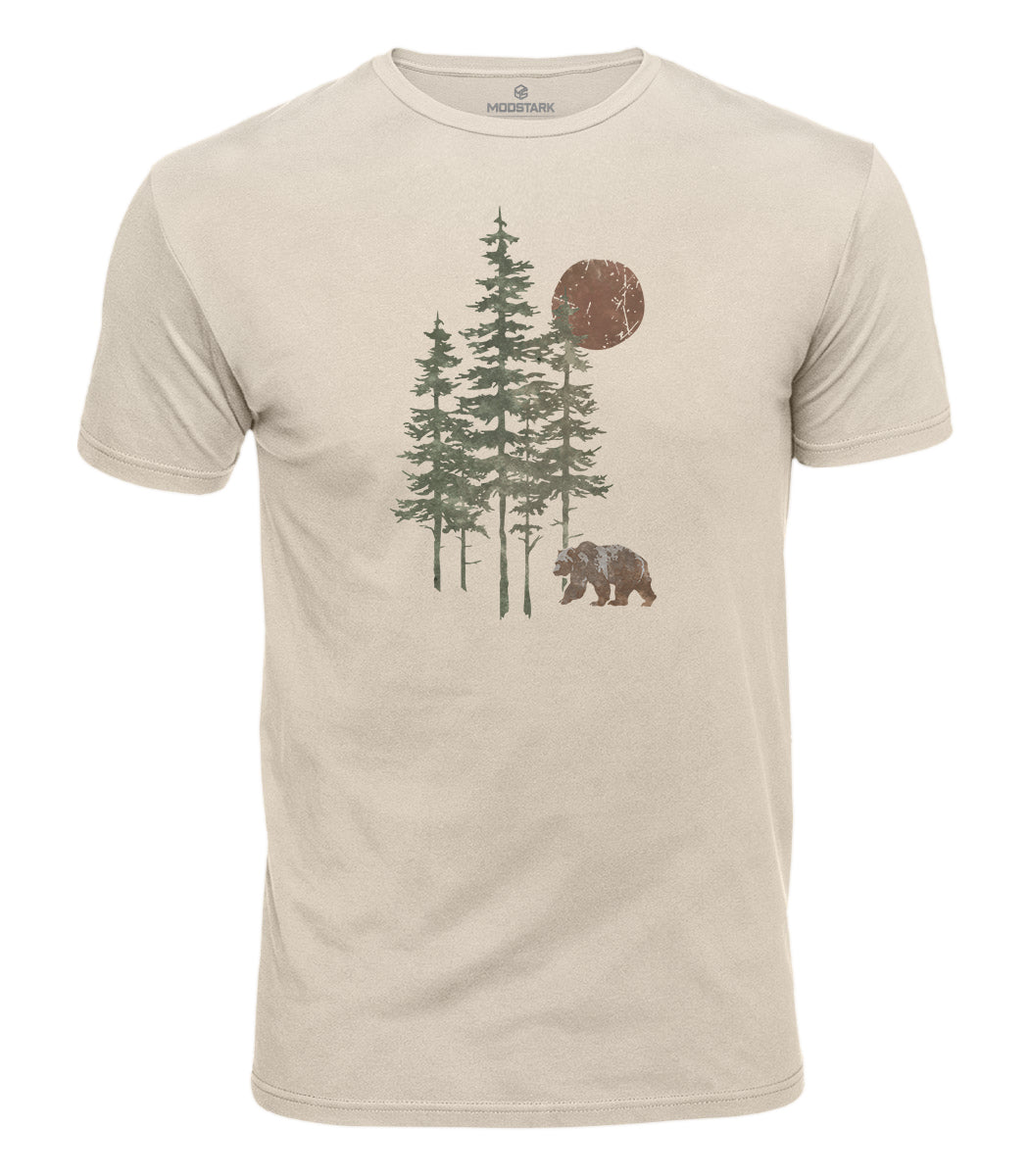 Sunset Bear Forest Cotton T-Shirt