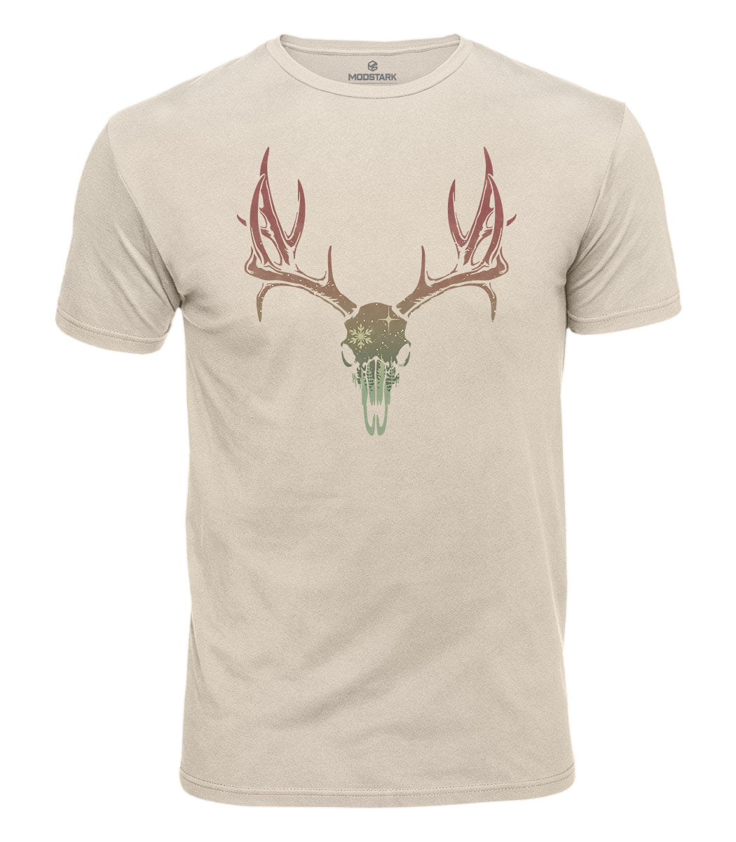 Christmas Deer Skull Cotton T-Shirt