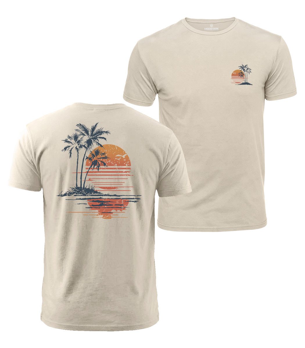 Retro Palm Sunset Cotton T-Shirt