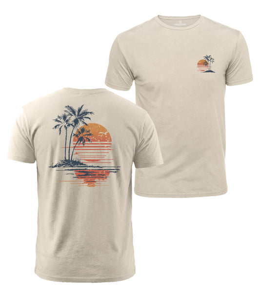 Retro Palm Sunset Cotton T-Shirt