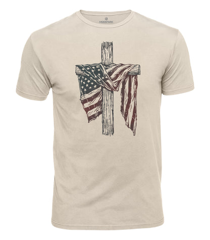 Patriotic Faith Cross Cotton T-Shirt