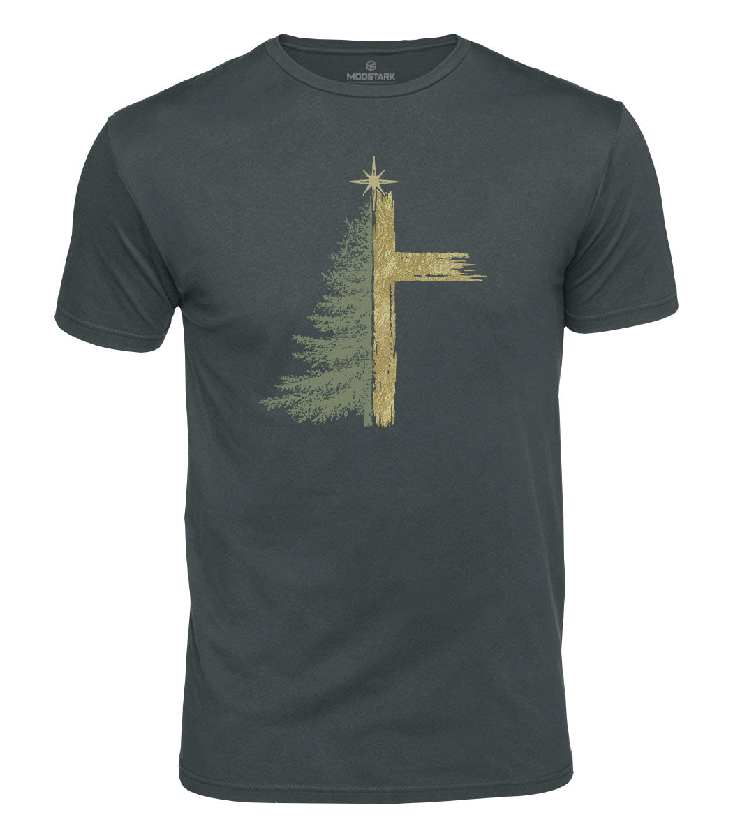 Christmas Pine Cross Cotton T-Shirt