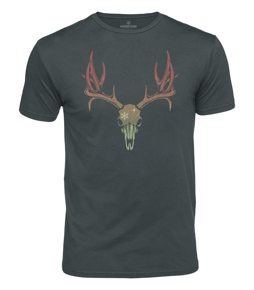 Christmas Deer Skull Cotton T-Shirt