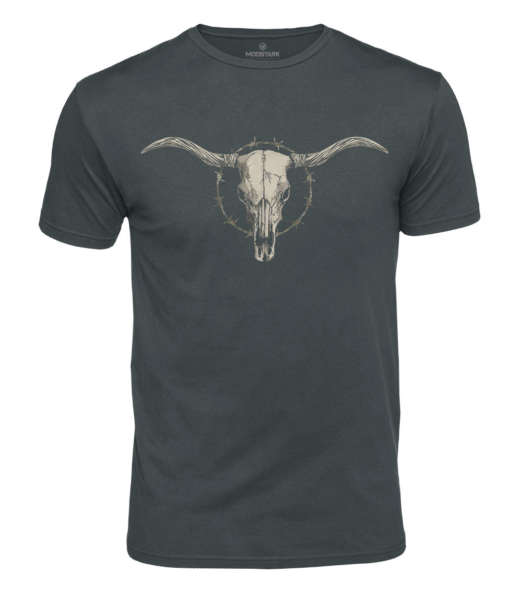 Outlaw Bull Skull Cotton T-Shirt