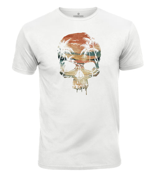 Beach Paradise Skull Cotton T-Shirt