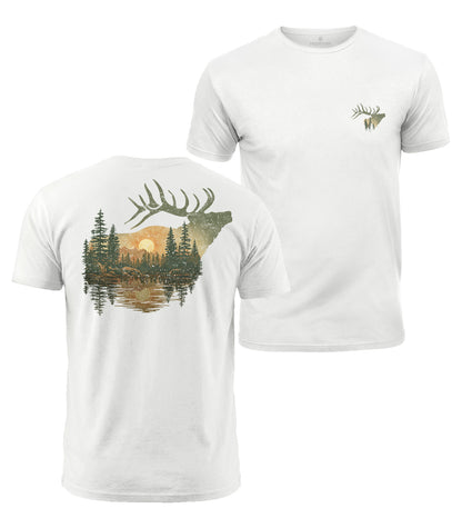 Elk Forest Sunset Cotton T-Shirt