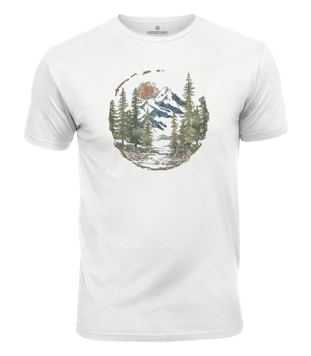 Mountain Forest Landscape Cotton T-Shirt