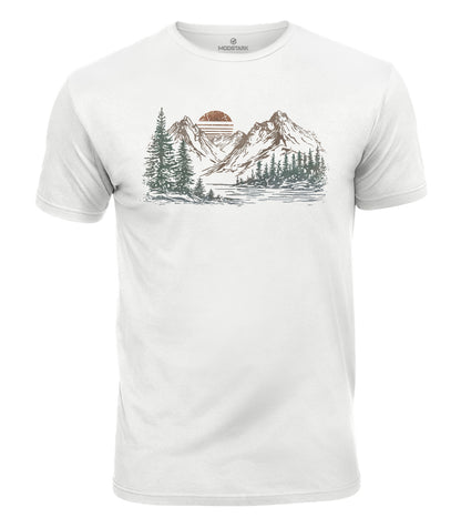 Mountain Lake Sunset Cotton T-Shirt