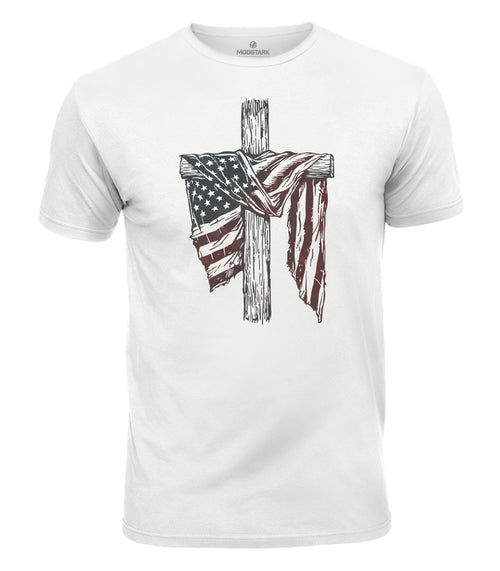 Patriotic Faith Cross Cotton T-Shirt
