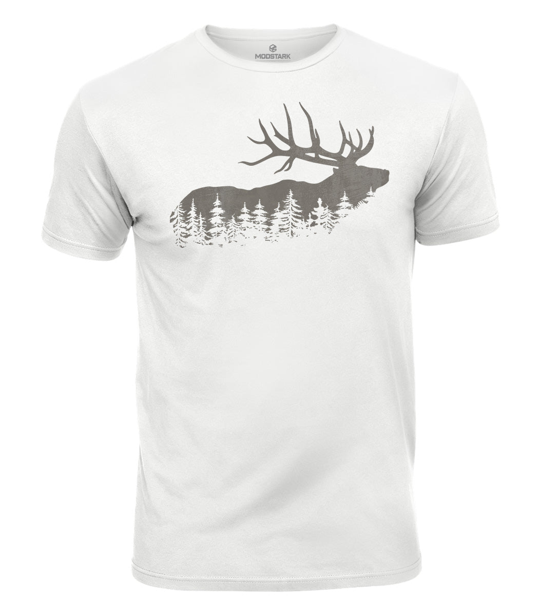 Pine Forest Elk Cotton T-Shirt