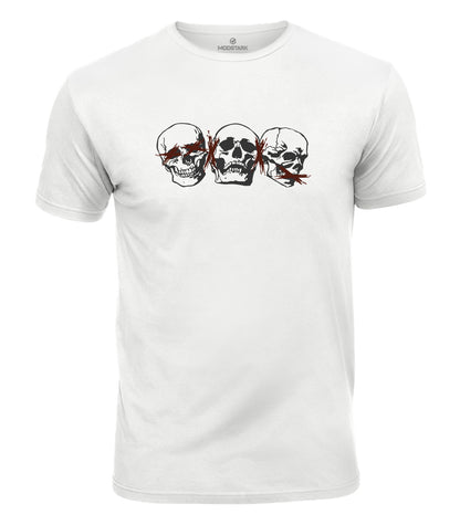 Three Wise Skulls Cotton T-Shirt