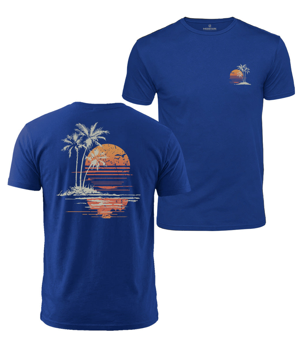 Retro Palm Sunset Cotton T-Shirt