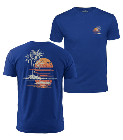 Retro Palm Sunset Cotton T-Shirt