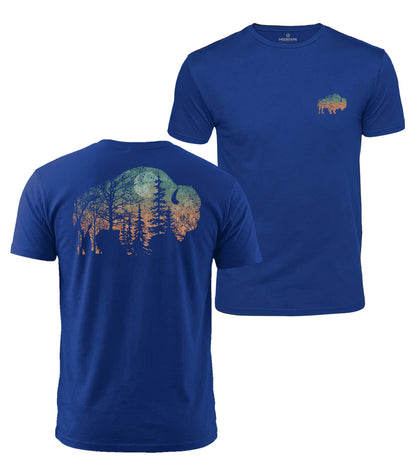Moonlit Bison Forest Cotton T-Shirt