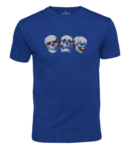 Three Wise Skulls Cotton T-Shirt