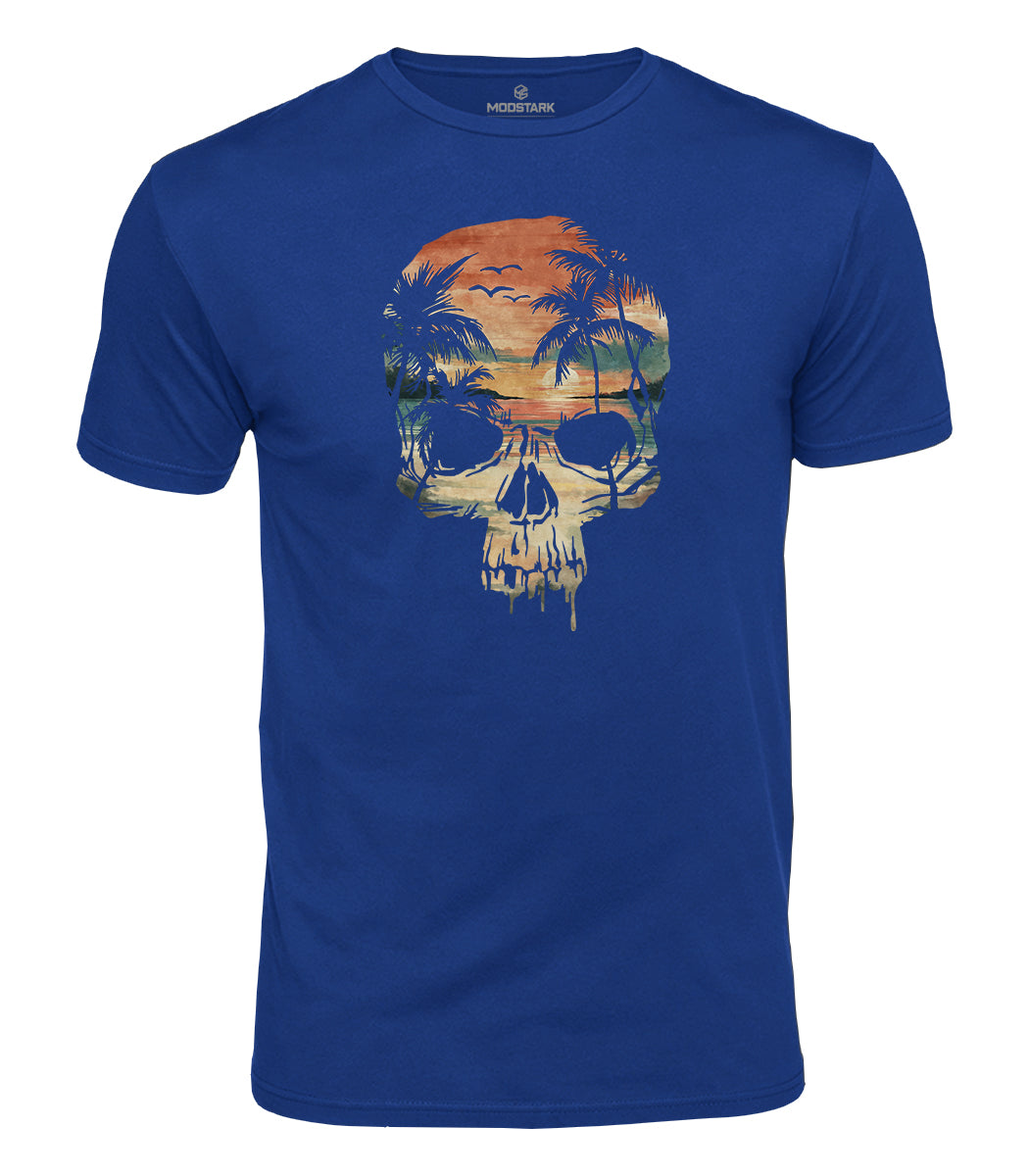 Beach Paradise Skull Cotton T-Shirt