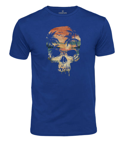 Beach Paradise Skull Cotton T-Shirt