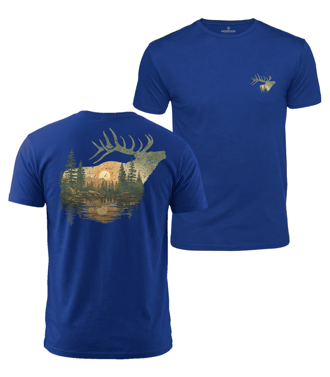 Elk Forest Sunset Cotton T-Shirt