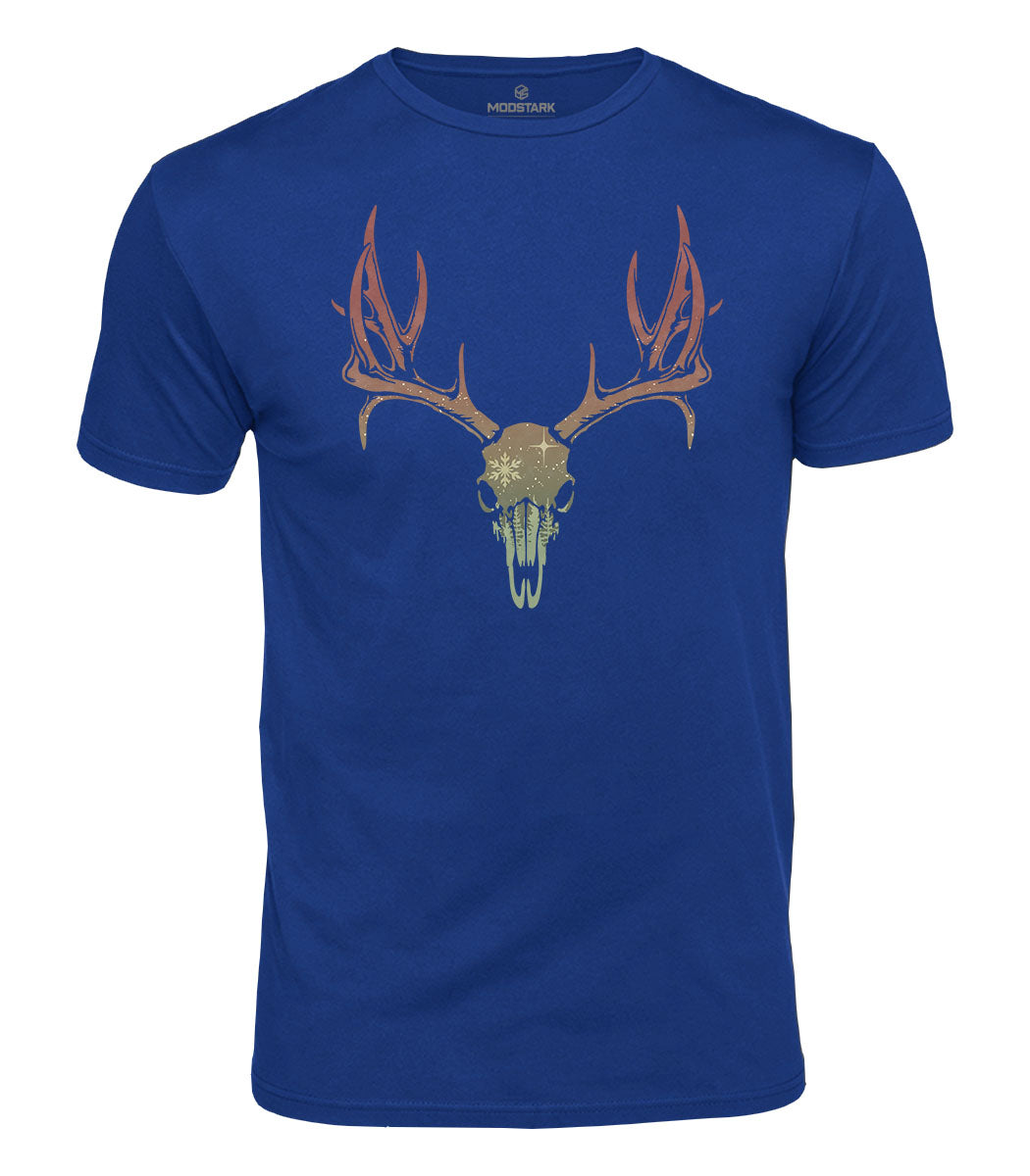 Christmas Deer Skull Cotton T-Shirt