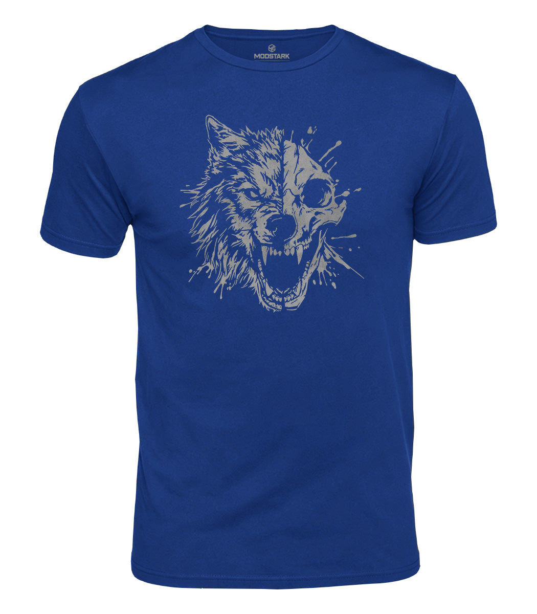 Roaring Wolf Skull Cotton T-Shirt