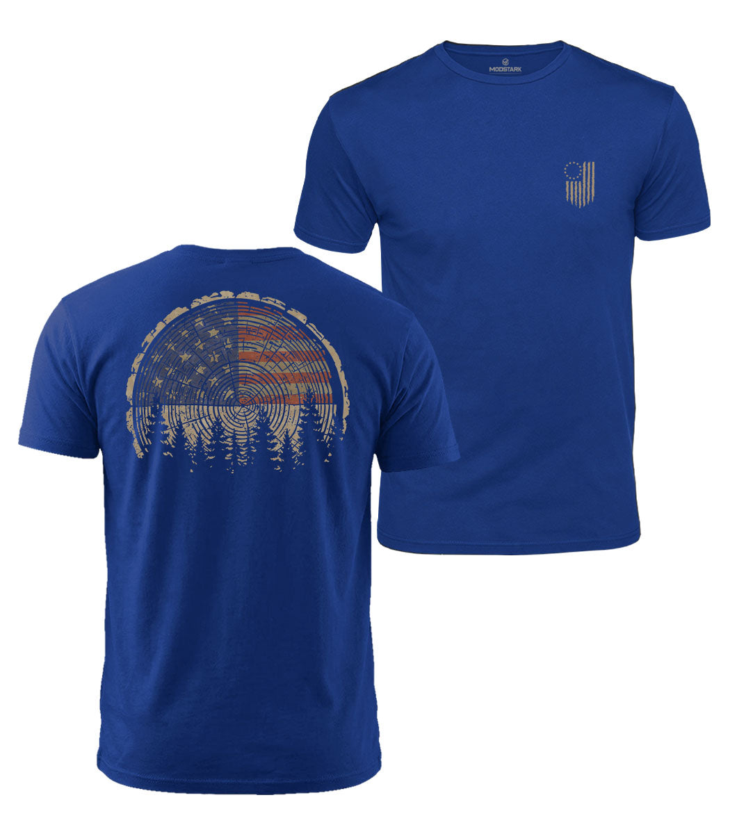Patriotic Tree Rings Cotton T-Shirt