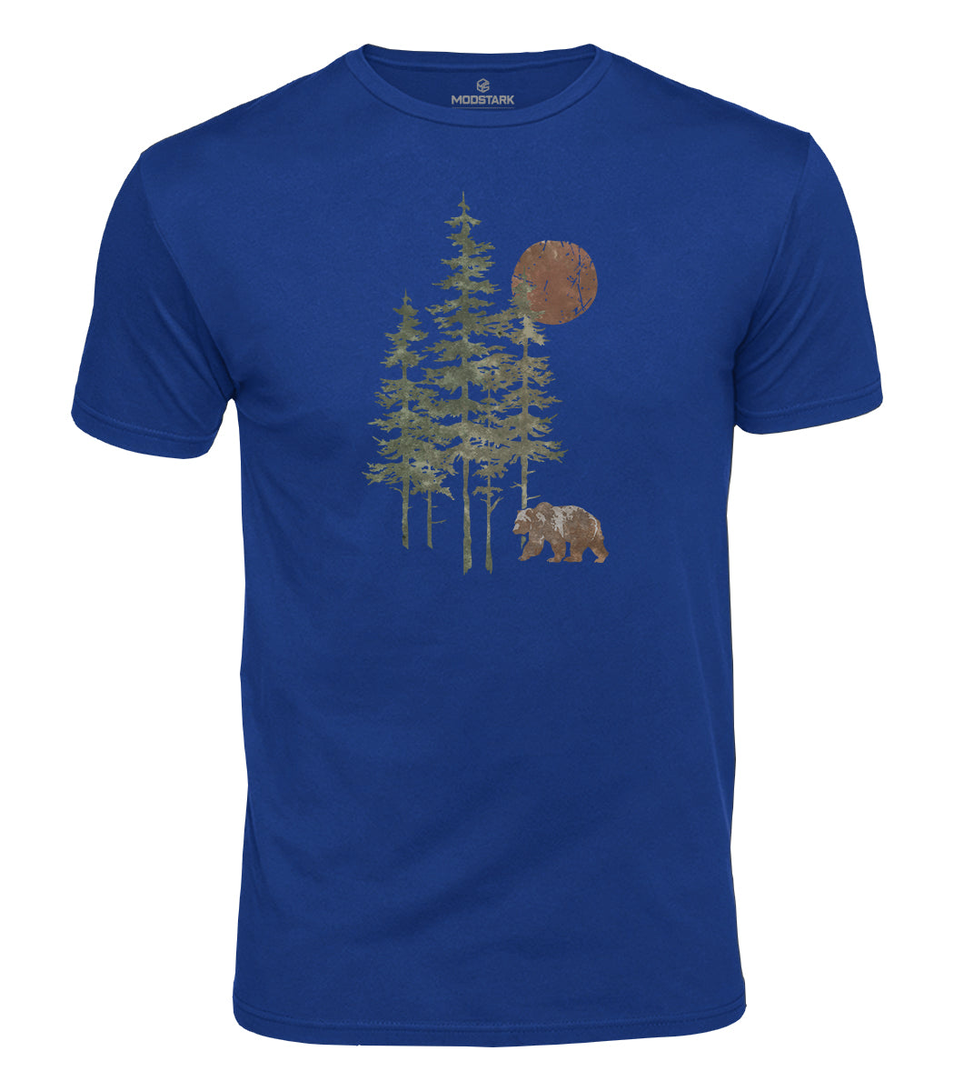 Sunset Bear Forest Cotton T-Shirt
