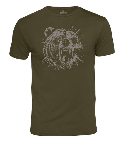 Roaring Bear Skull Cotton T-Shirt
