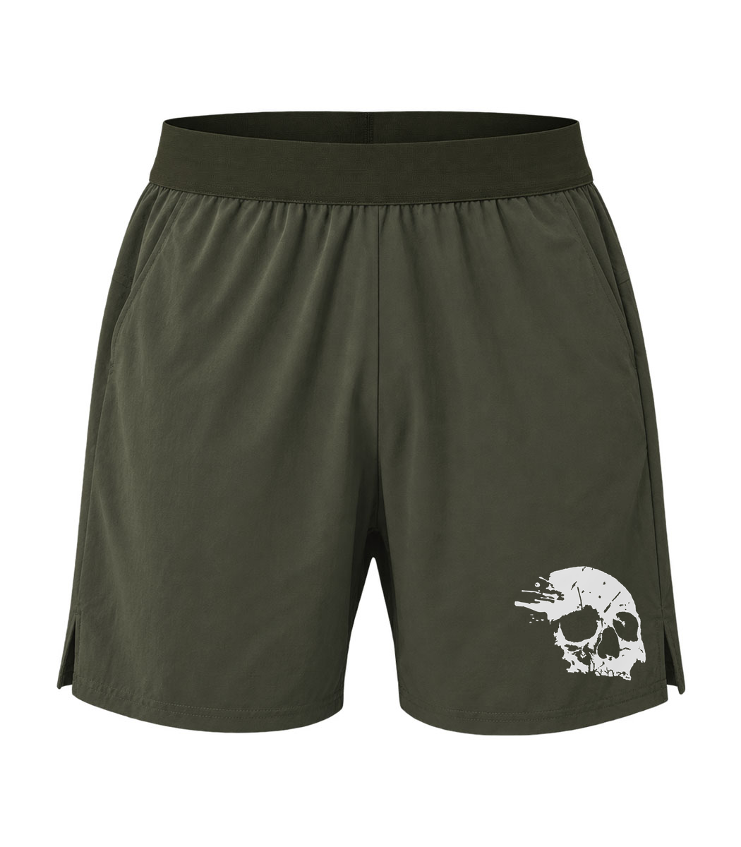 Distressed Skull Athletic Shorts